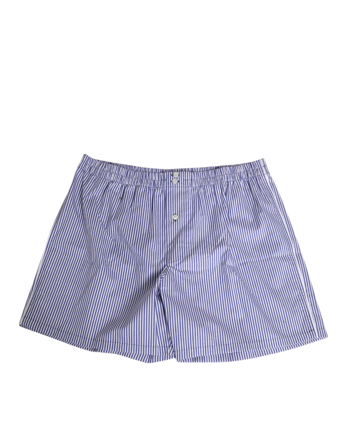 Dolce & Gabbana Blau Weiße Baumwoll Gestreifte Shorts mit Knöpfen Badehose
