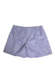 Dolce & Gabbana Blau Weiße Baumwoll Gestreifte Shorts mit Knöpfen Badehose
