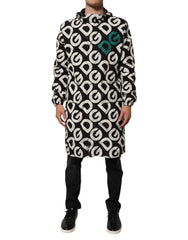 Dolce & Gabbana Zwart Wit Logo Print Capuchon Jas Herenjack