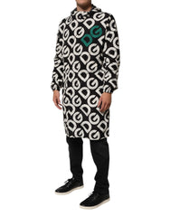 Dolce & Gabbana Zwart Wit Logo Print Capuchon Jas Herenjack