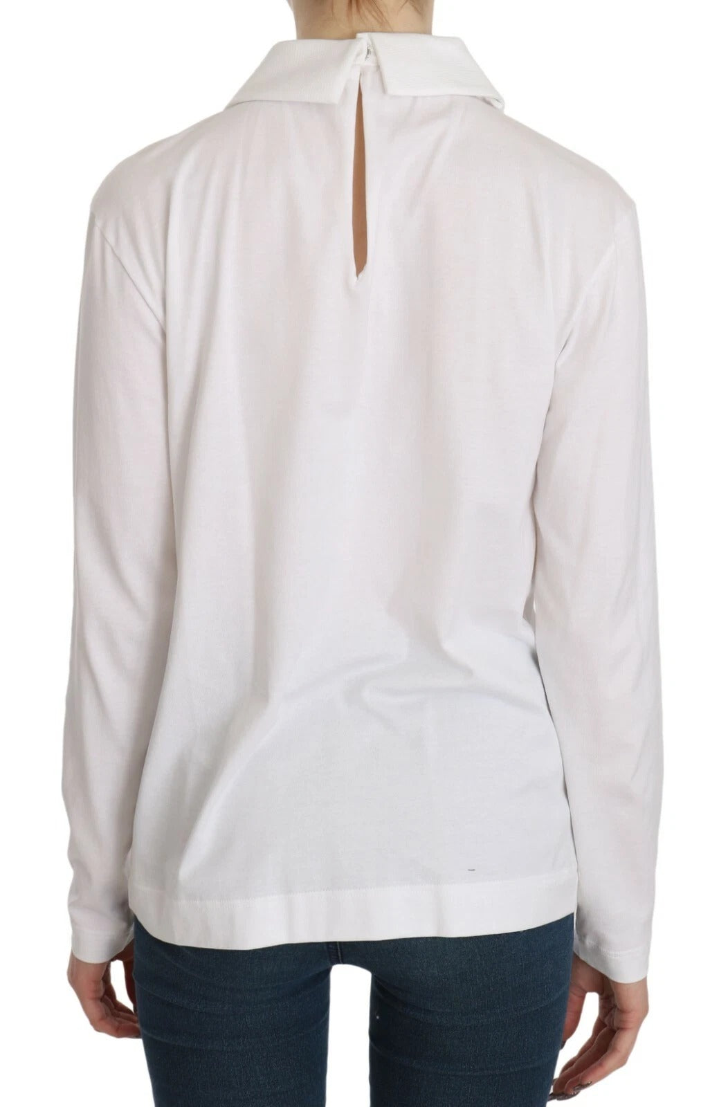 Dolce & Gabbana Weiße langärmlige Bluse aus Baumwolle mit Kragen