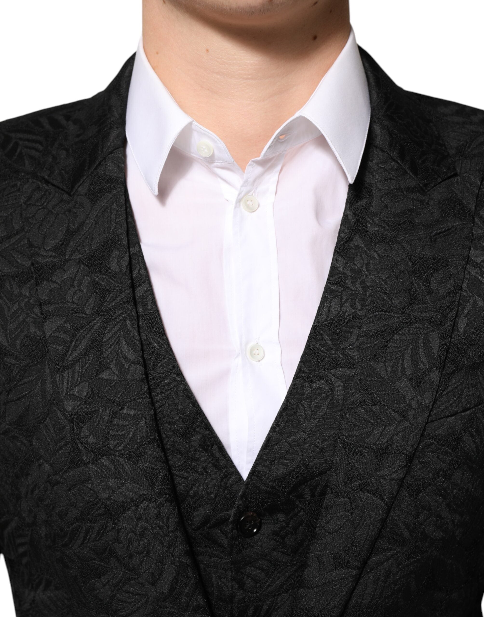 Dolce & Gabbana Zwart 3-delig Brokaat Jacquard Pak MARTINI