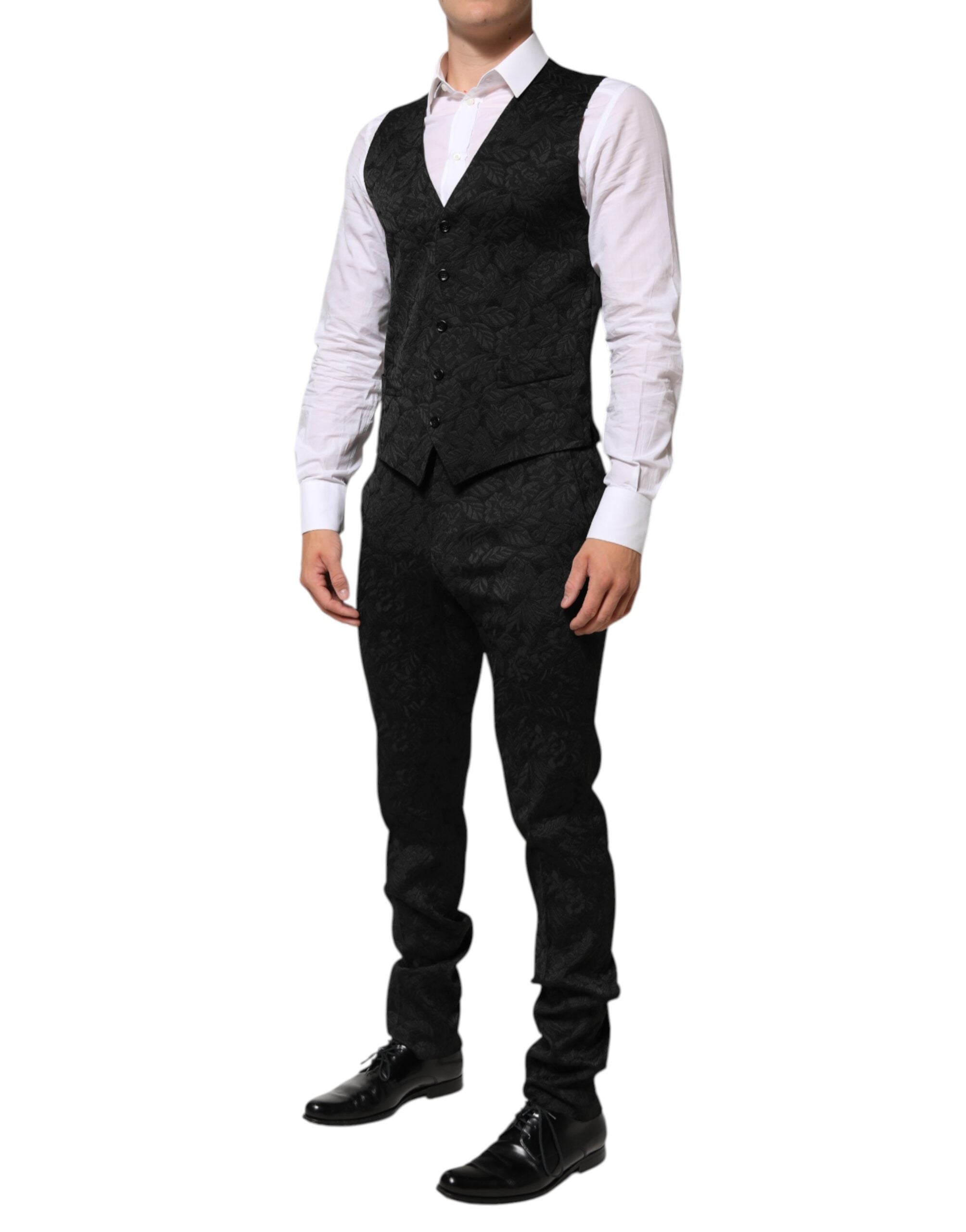 Dolce & Gabbana Zwart 3-delig Brokaat Jacquard Pak MARTINI