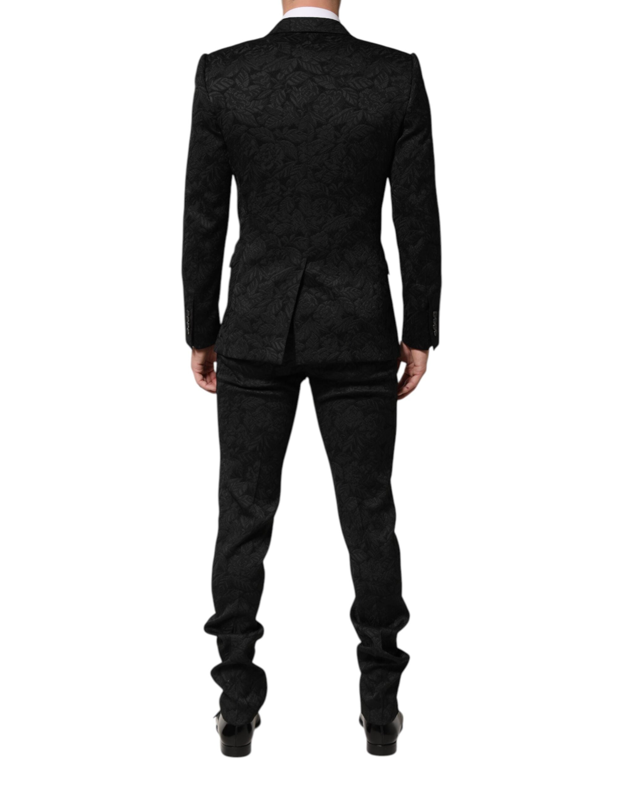 Dolce & Gabbana Zwart 3-delig Brokaat Jacquard Pak MARTINI