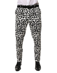 Dolce & Gabbana Zwart Witte Broek van Katoenmix met Abstracte Print