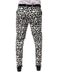 Dolce & Gabbana Zwart Witte Broek van Katoenmix met Abstracte Print