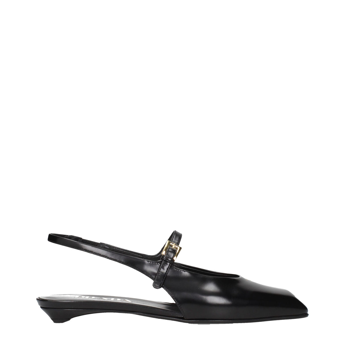 Prada Schwarze flache Sandalen aus Leder