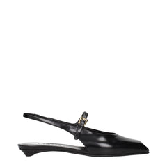 Prada Schwarze flache Sandalen aus Leder