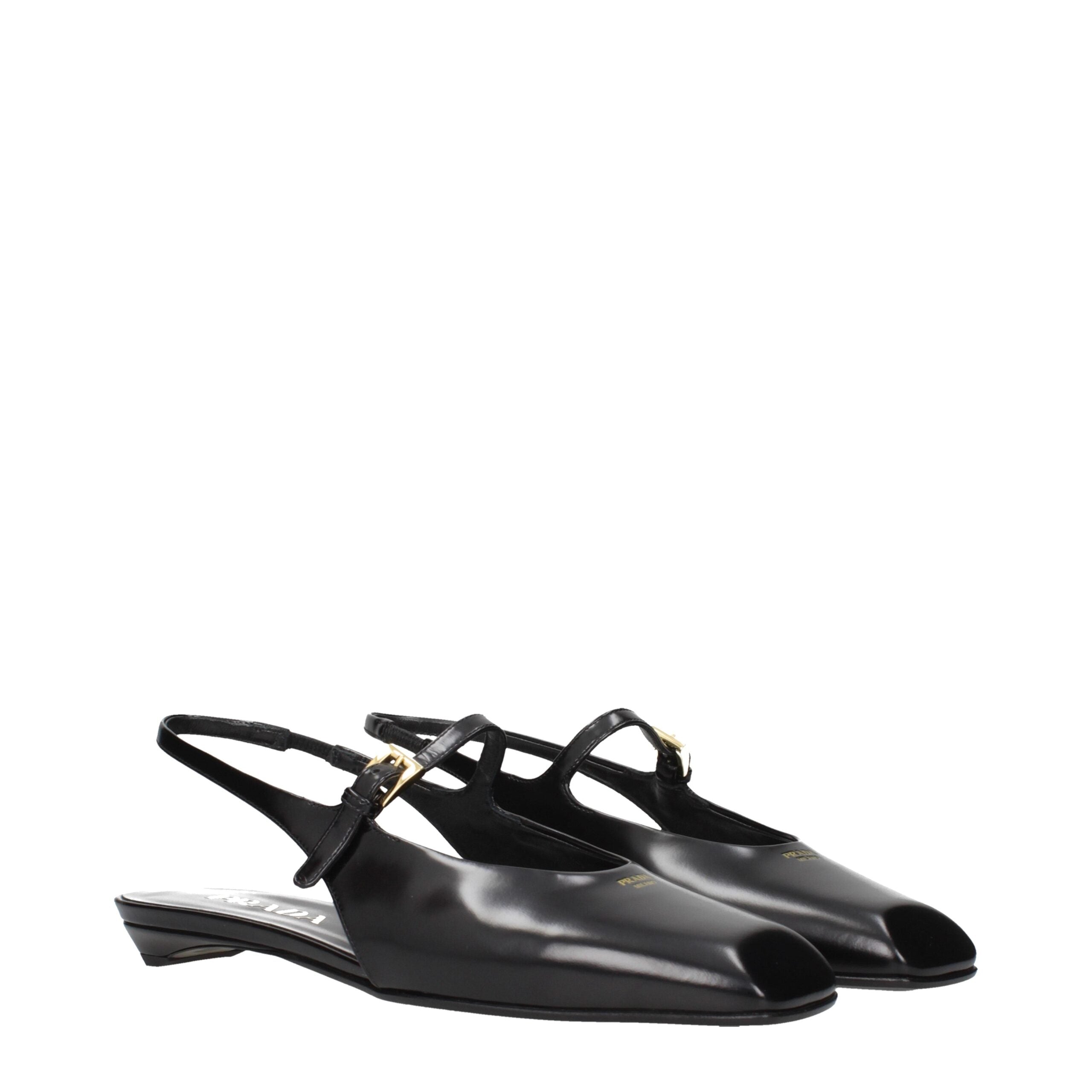 Prada Schwarze flache Sandalen aus Leder
