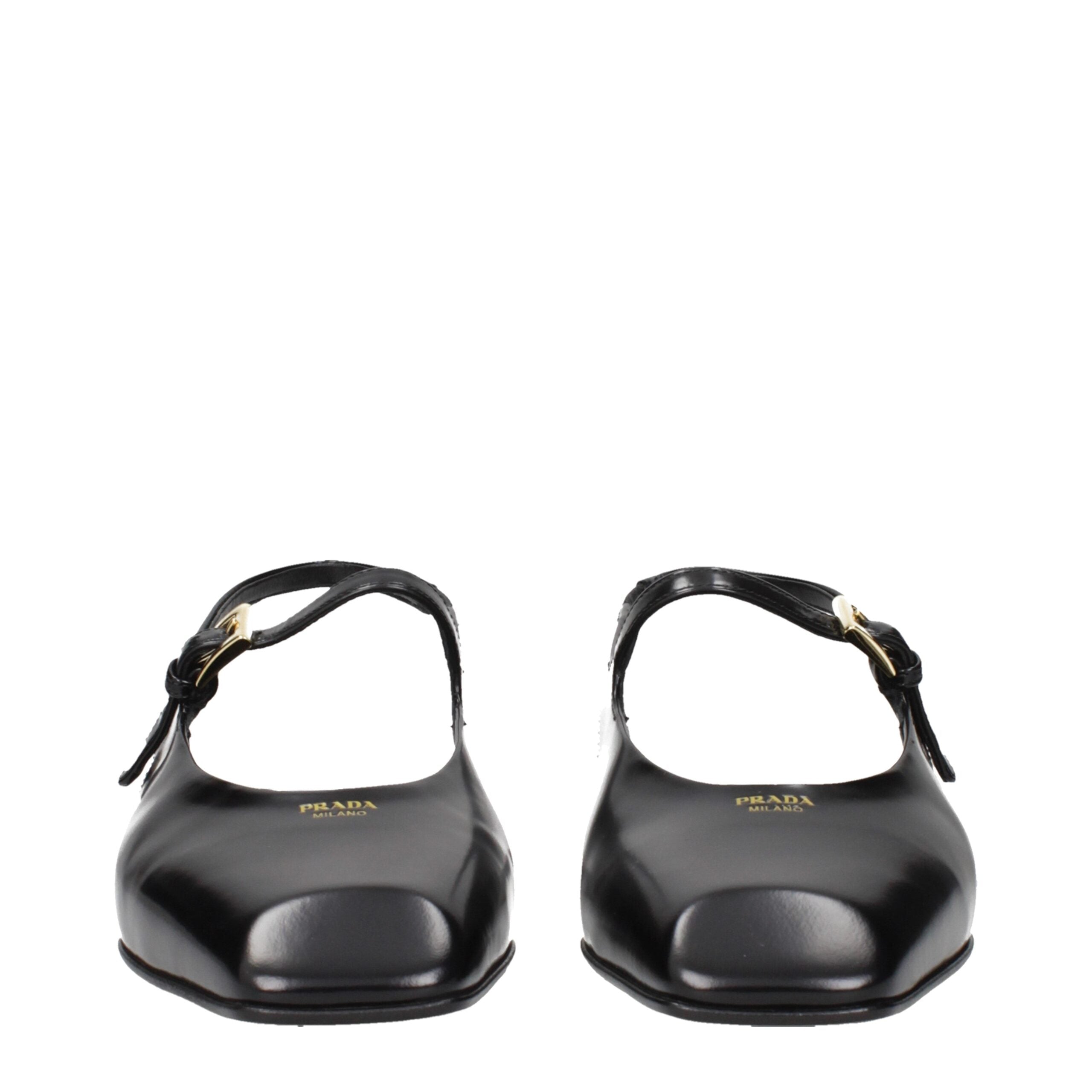 Prada Schwarze flache Sandalen aus Leder