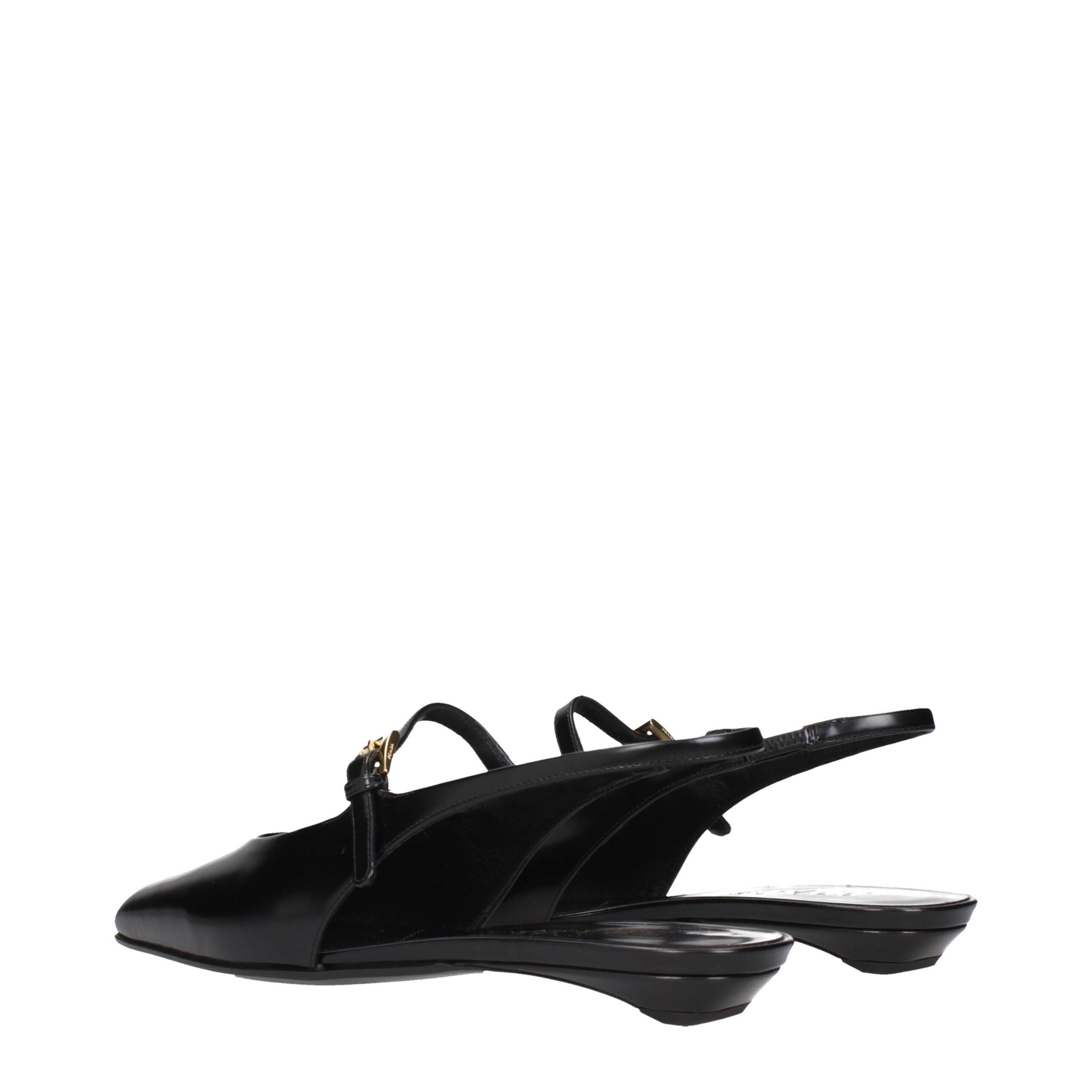Prada Schwarze flache Sandalen aus Leder