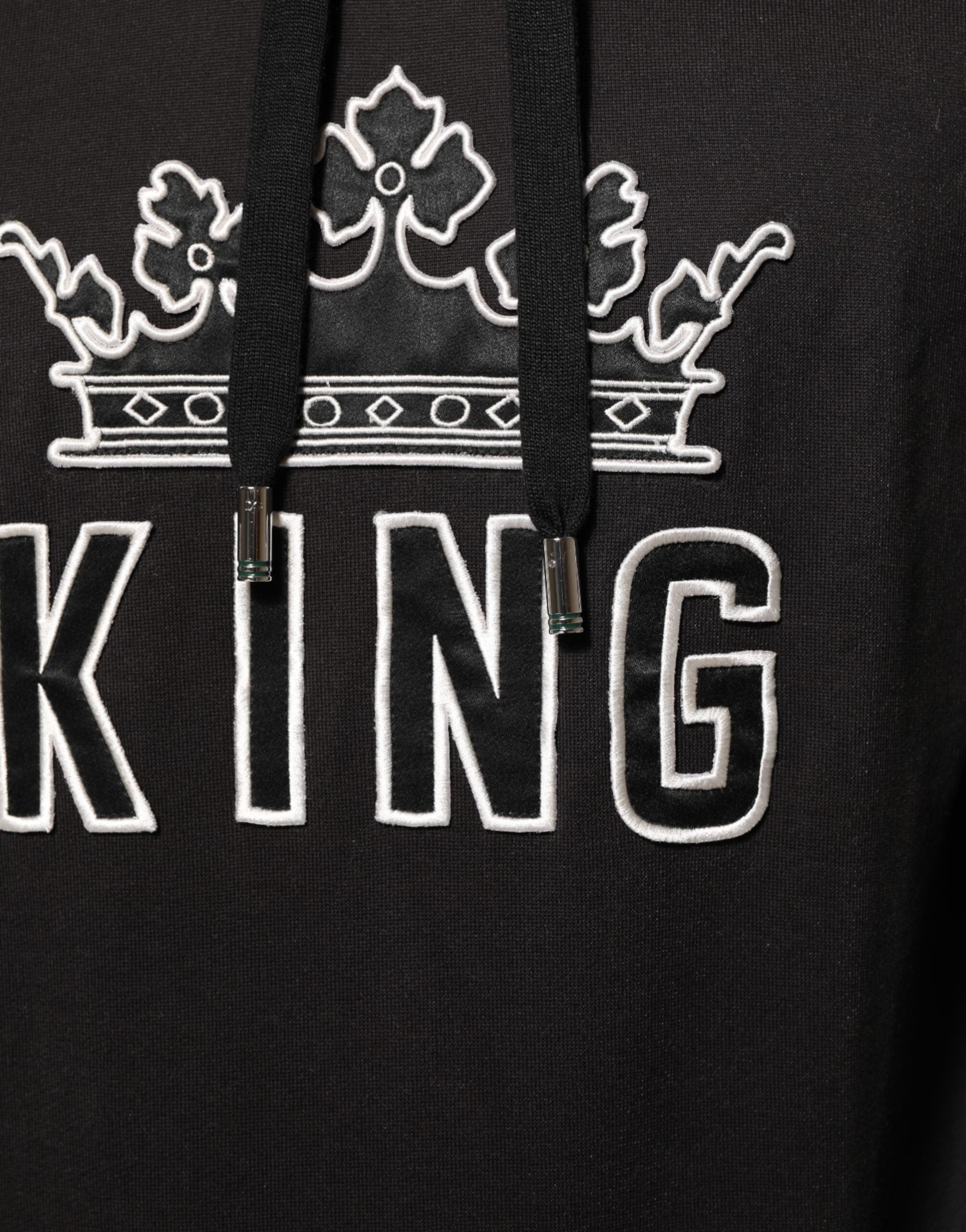 Dolce & Gabbana KING Schwarzer Orchideen-Blumenkronen-Logo-Kapuzenpullover