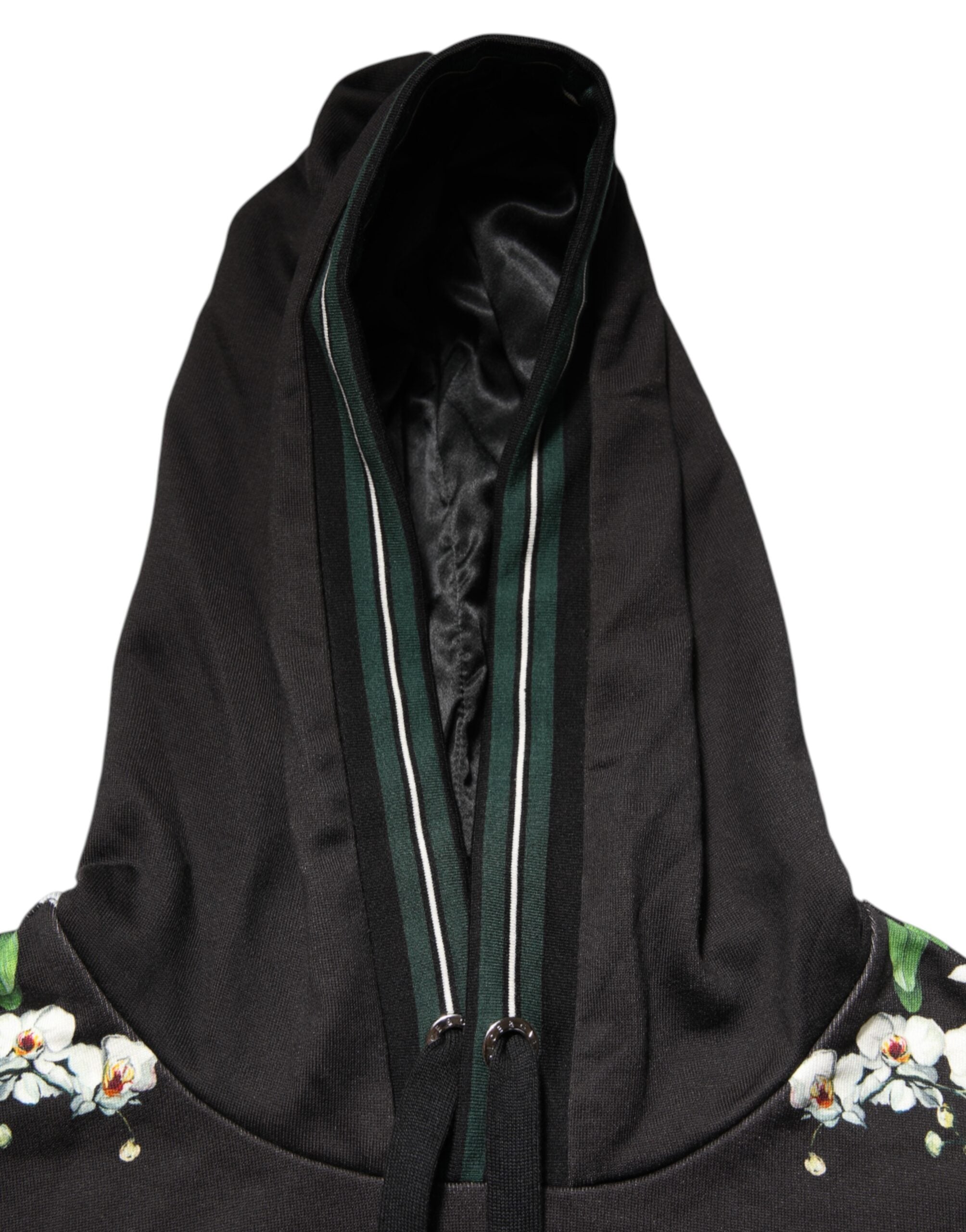Dolce & Gabbana KING Schwarzer Orchideen-Blumenkronen-Logo-Kapuzenpullover