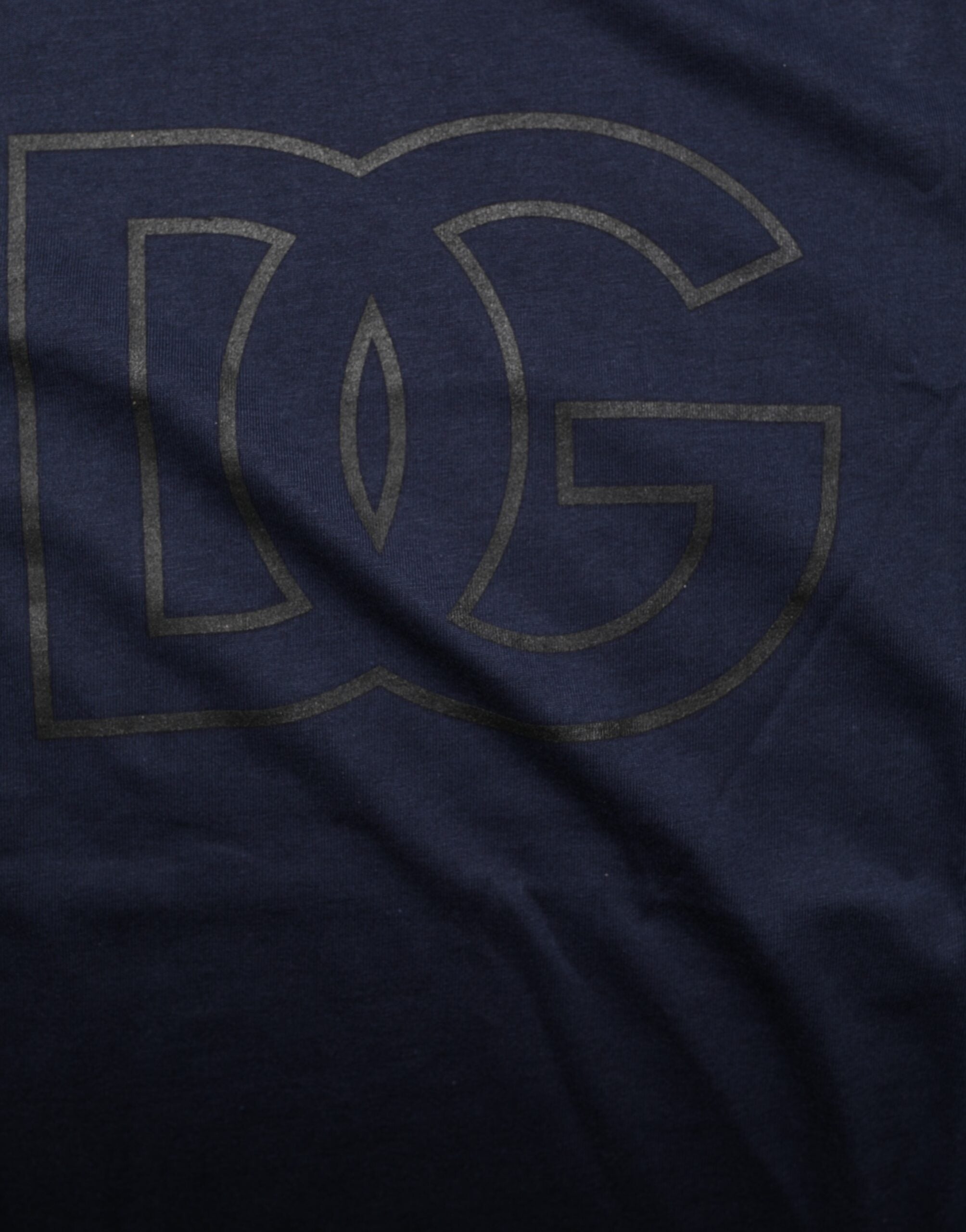 Dolce & Gabbana Dunkelblaues Baumwoll-T-Shirt mit DG-Logo-Print für Herren