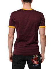 Dolce & Gabbana Burgundrotes Baumwoll-T-Shirt mit DG Super King Logo
