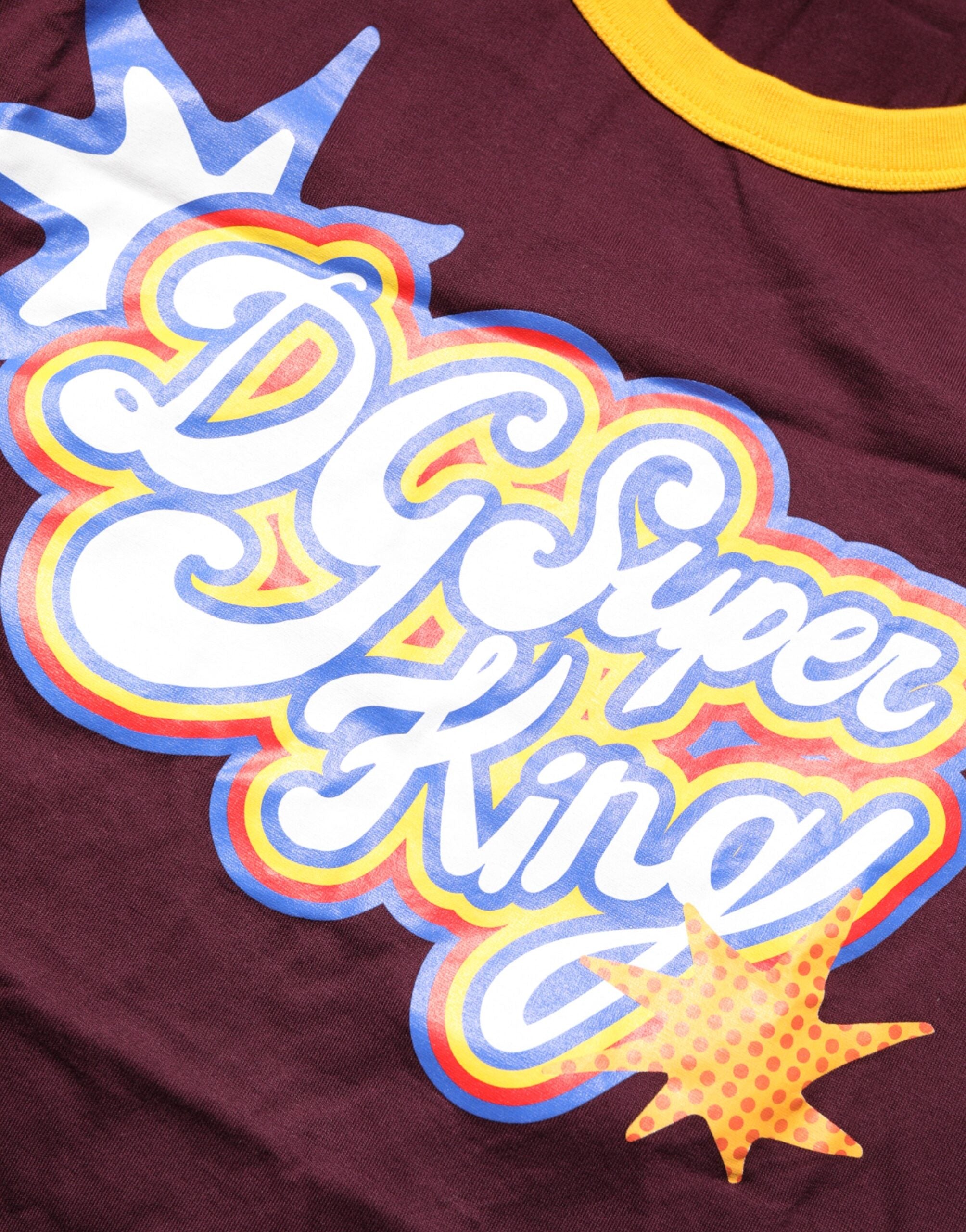 Dolce & Gabbana Burgundrotes Baumwoll-T-Shirt mit DG Super King Logo