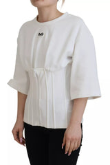 Dolce & Gabbana Wit Katoenen Korset Stretch Top T-shirt