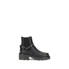 Valentino Garavani Black Calf Leather Bos Taurus Ankle Boots