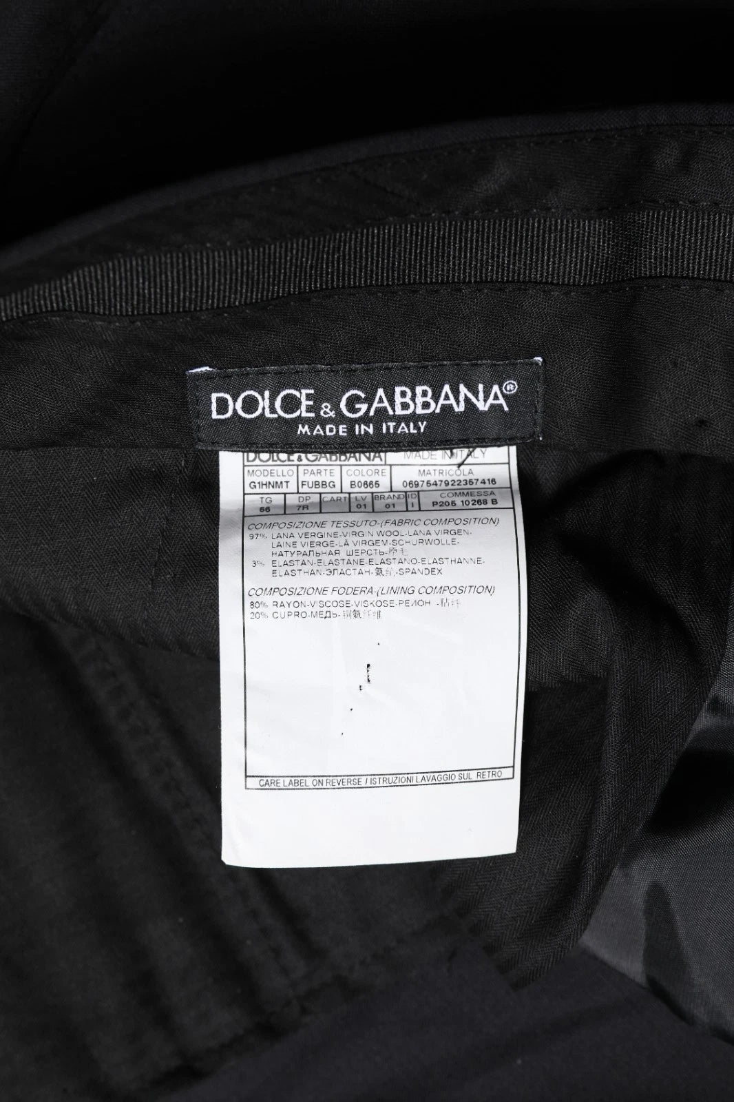 Dolce & Gabbana Schwarze Herren-Anzughose aus Wolle