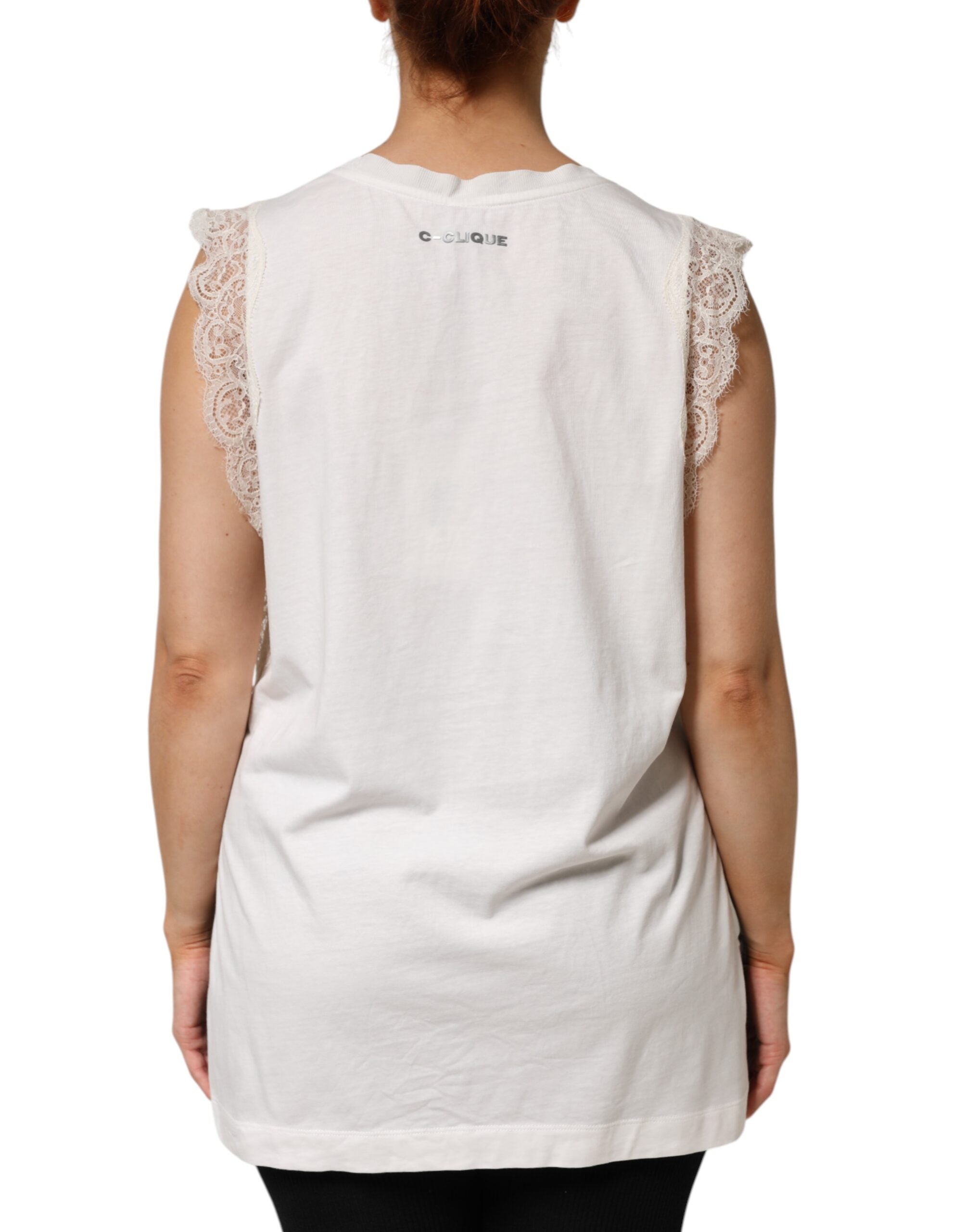 PINKO Weißer Seidenmischgewebe Spaghetti-Top mit Spitze und V-Ausschnitt für Damen