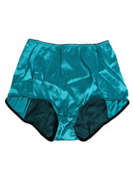 Dolce & Gabbana Aqua Grüne Satin-High-Waist-Slips Unterwäsche