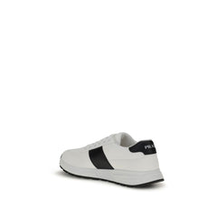 Prada White Calf Leather Bos Taurus Low Top Sneakers