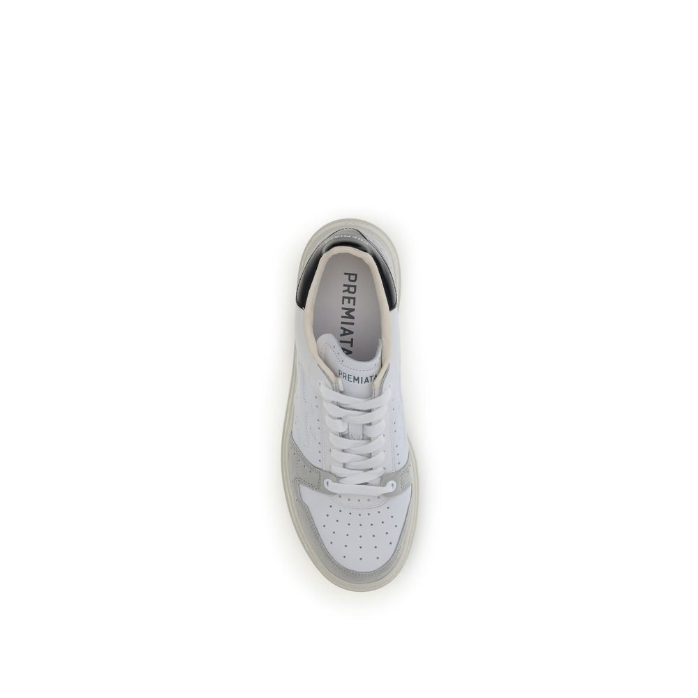 Premiata Weiße Kalbsleder Bos Taurus Low-Top-Sneakers