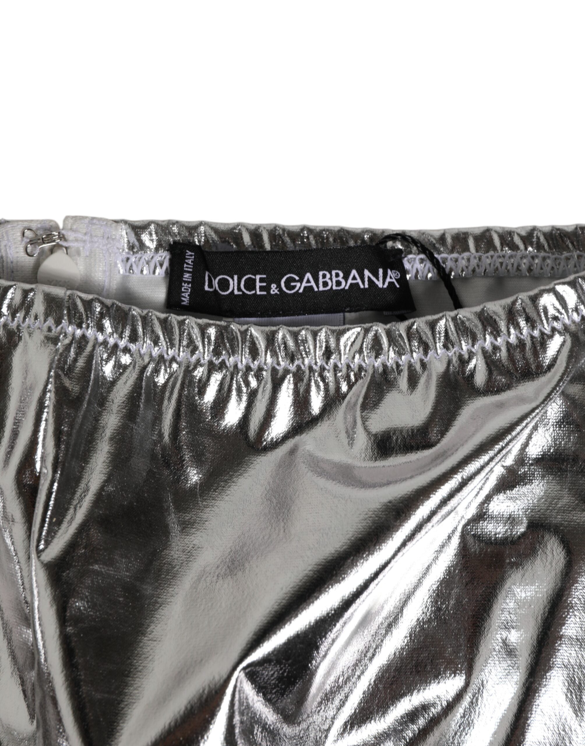 Dolce & Gabbana Silber Metallic High Waist Bikinihose Damen Unterwäsche