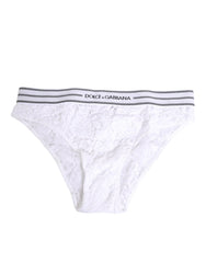 Dolce & Gabbana Slip aus weißer Spitze mit Logo-Bund Unterwäsche