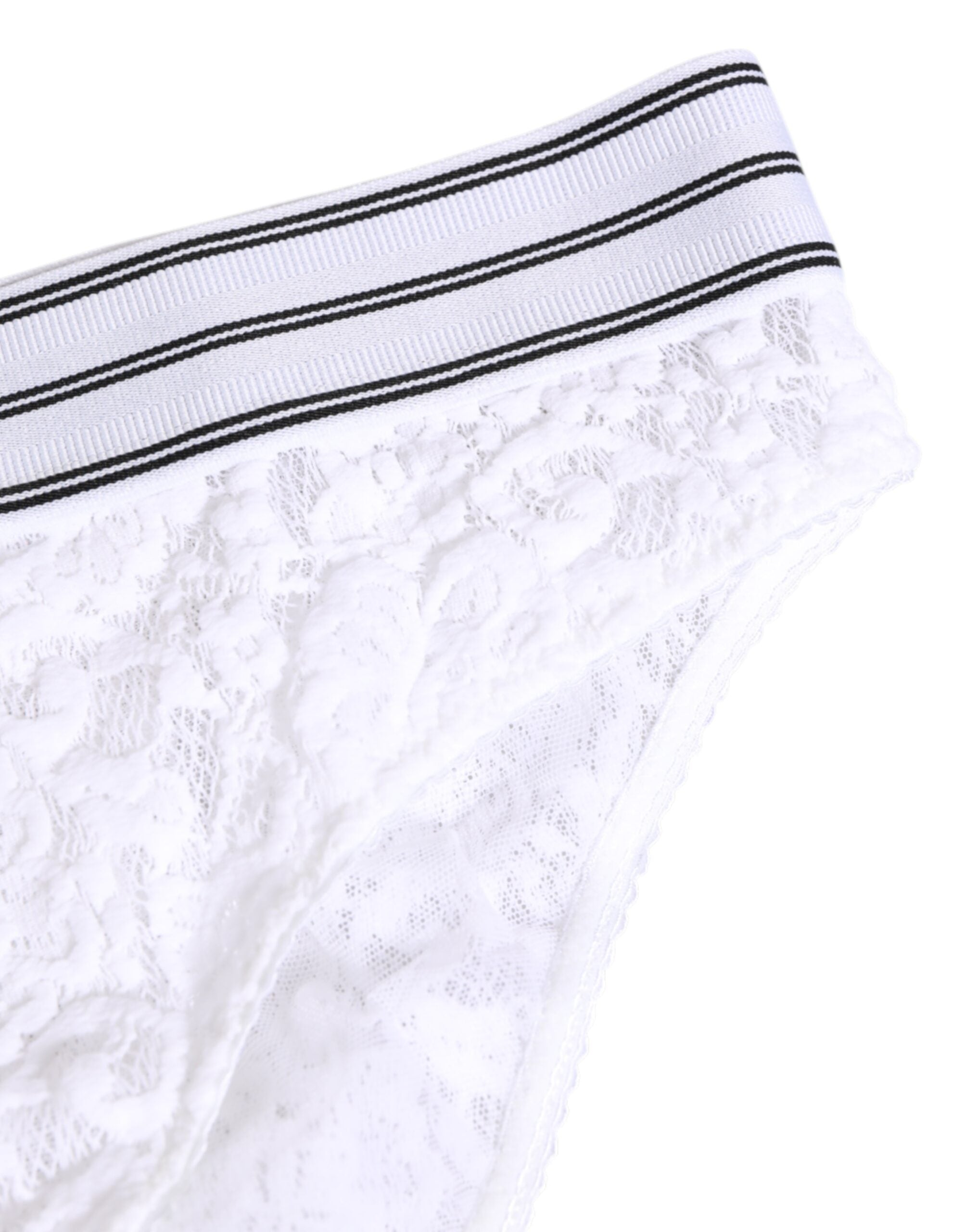 Dolce & Gabbana Slip aus weißer Spitze mit Logo-Bund Unterwäsche