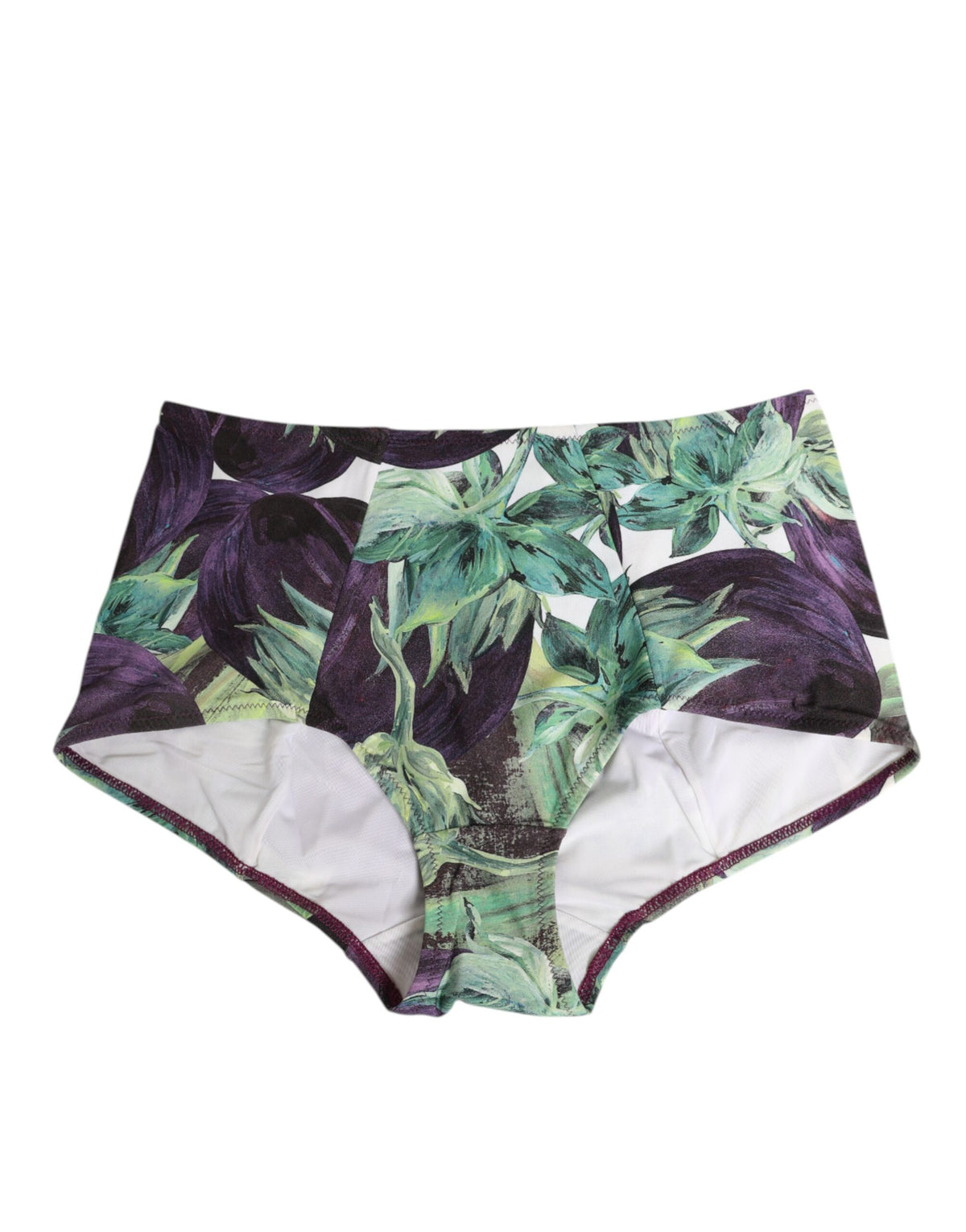 Dolce & Gabbana Slip mit Auberginen-Print und hoher Taille Unterwäsche