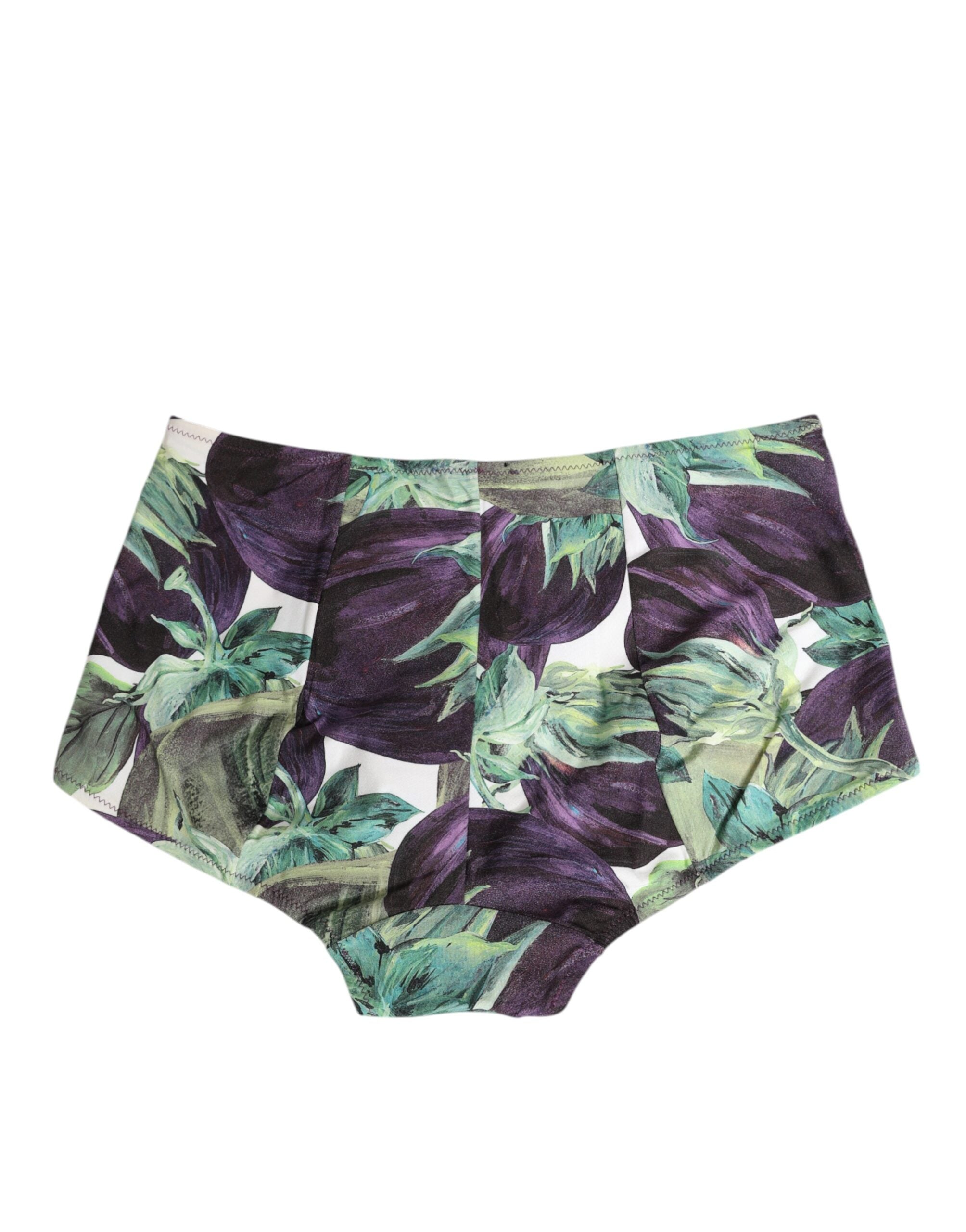 Dolce & Gabbana Slip mit Auberginen-Print und hoher Taille Unterwäsche