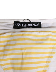 Dolce & Gabbana Wit Geel Gestreept Strikdetail Logo Ondergoed
