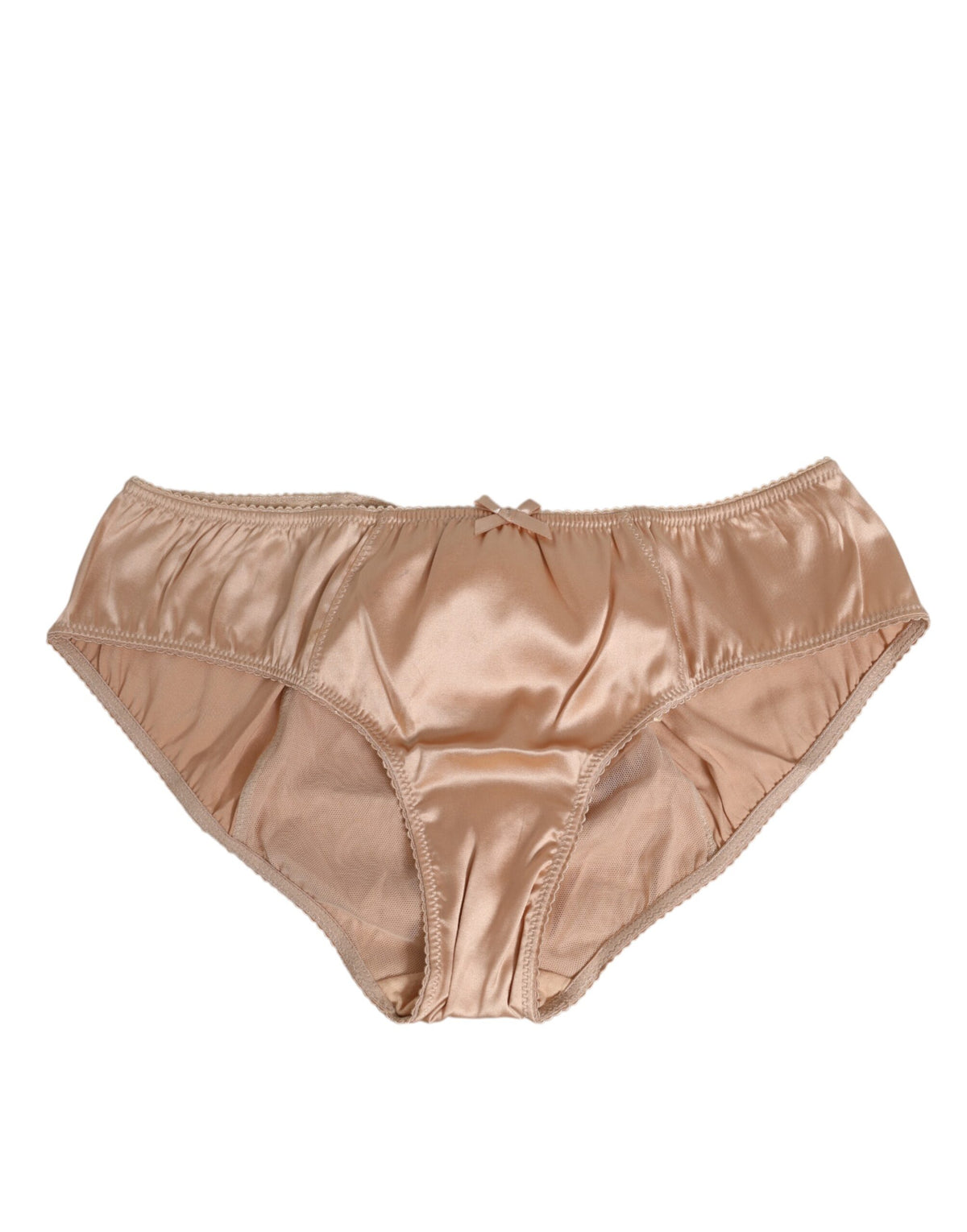 Dolce & Gabbana Nude Beige Unterwäsche aus Seidensatin mit Schleife und Spitze