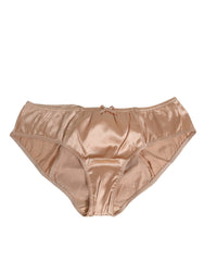 Dolce & Gabbana Nude Beige Unterwäsche aus Seidensatin mit Schleife und Spitze
