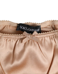 Dolce & Gabbana Nude Beige Unterwäsche aus Seidensatin mit Schleife und Spitze