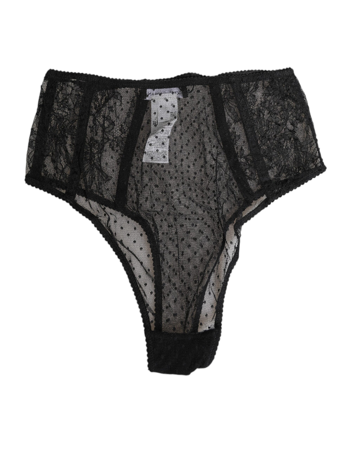 Dolce & Gabbana schwarze Unterwäsche mit hoher Taille aus Spitze und gepunktetem Mesh