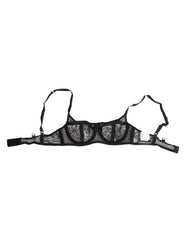 Dolce & Gabbana Schwarzer BH mit Blumen-Spitze und Bügel aus transparenter Unterwäsche