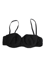 Dolce & Gabbana Zwarte Polyester Geborduurde Beugelbeha Ondergoed