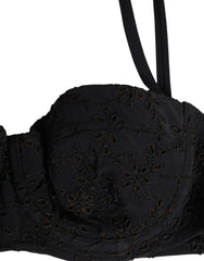 Dolce & Gabbana Zwarte Polyester Geborduurde Beugelbeha Ondergoed
