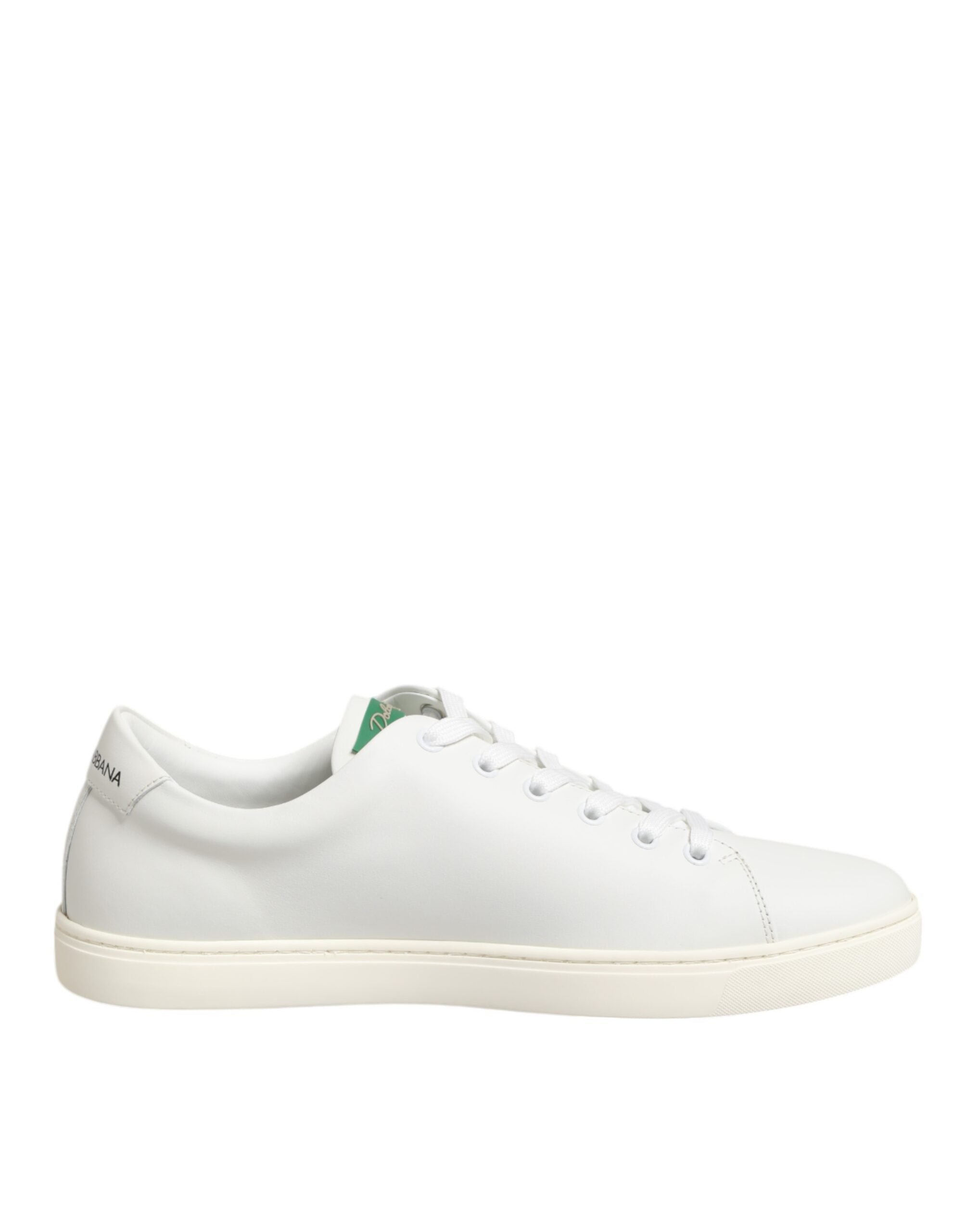 Dolce & Gabbana Weiße Leder-Low-Top-Schuhe mit Rosenstickerei