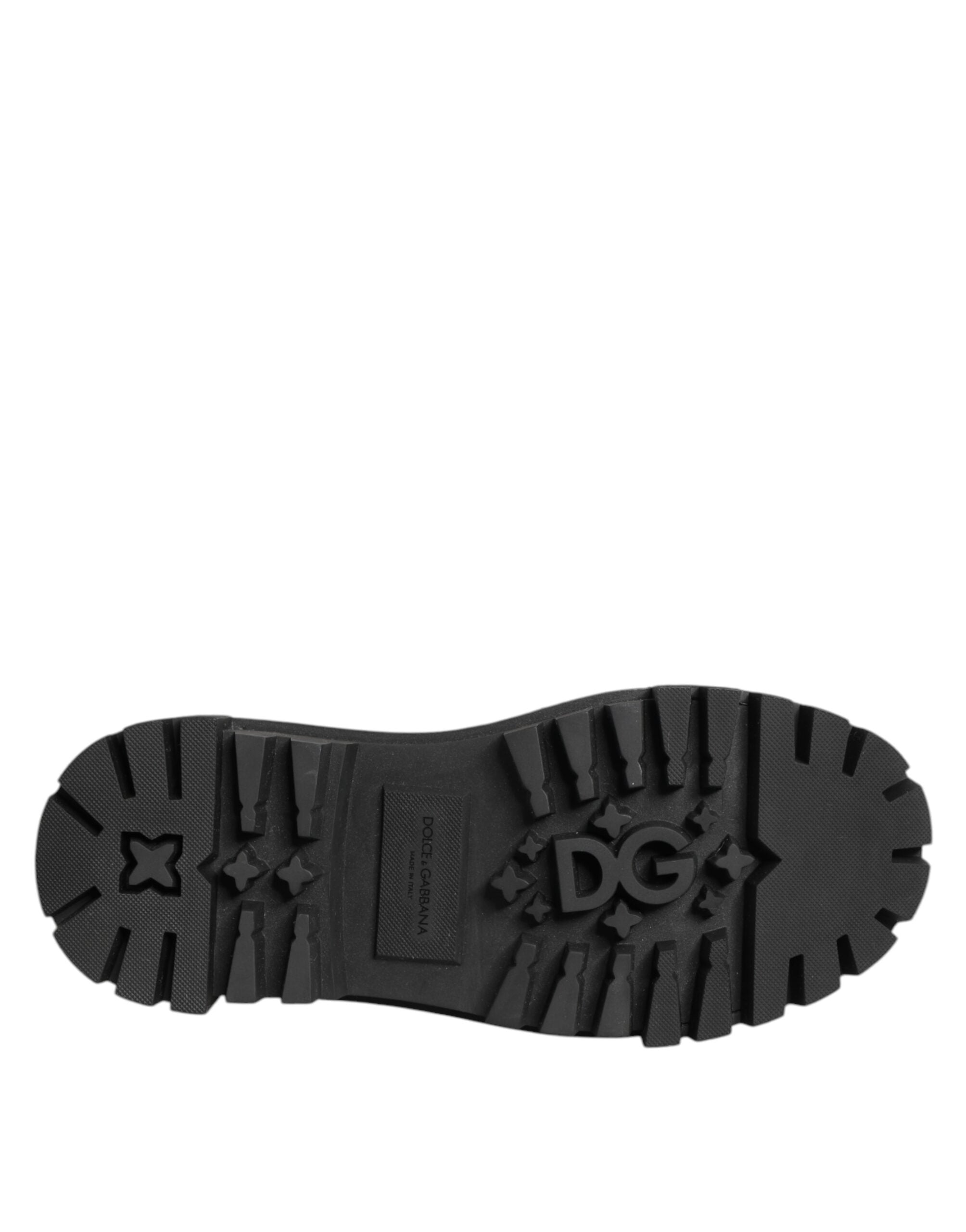 Dolce & Gabbana Schwarze Derby-Schuhe aus Leder mit Schmucksteinen