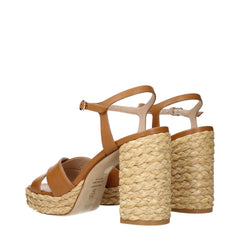 Stuart Weitzman Bruine Leren Plateausandalen