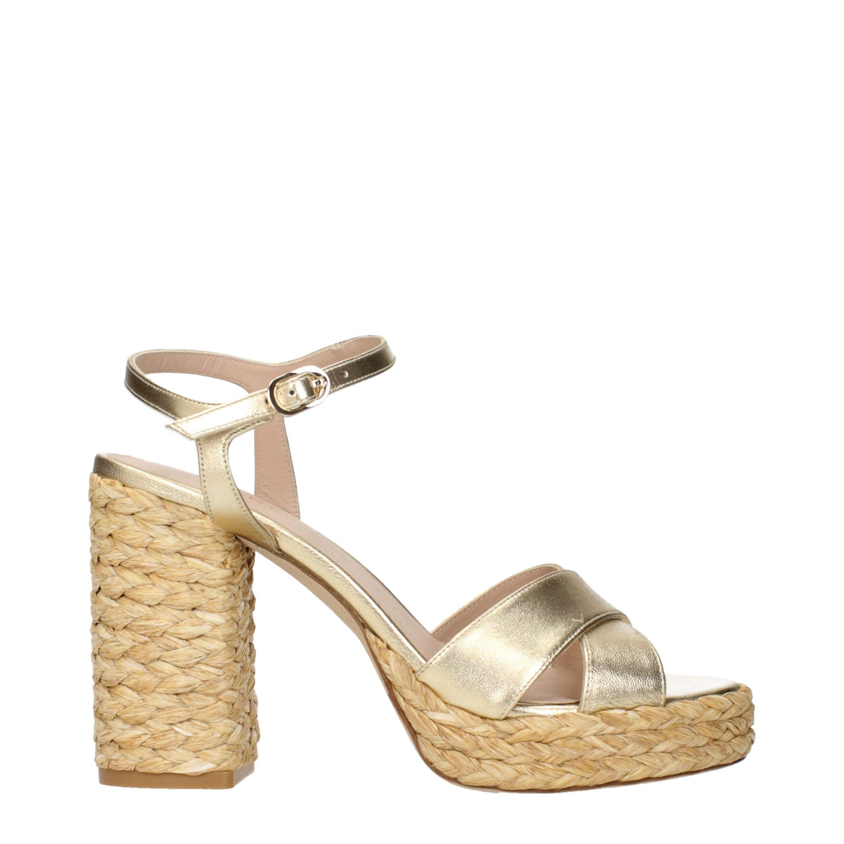 Stuart Weitzman gouden leren platformsandalen