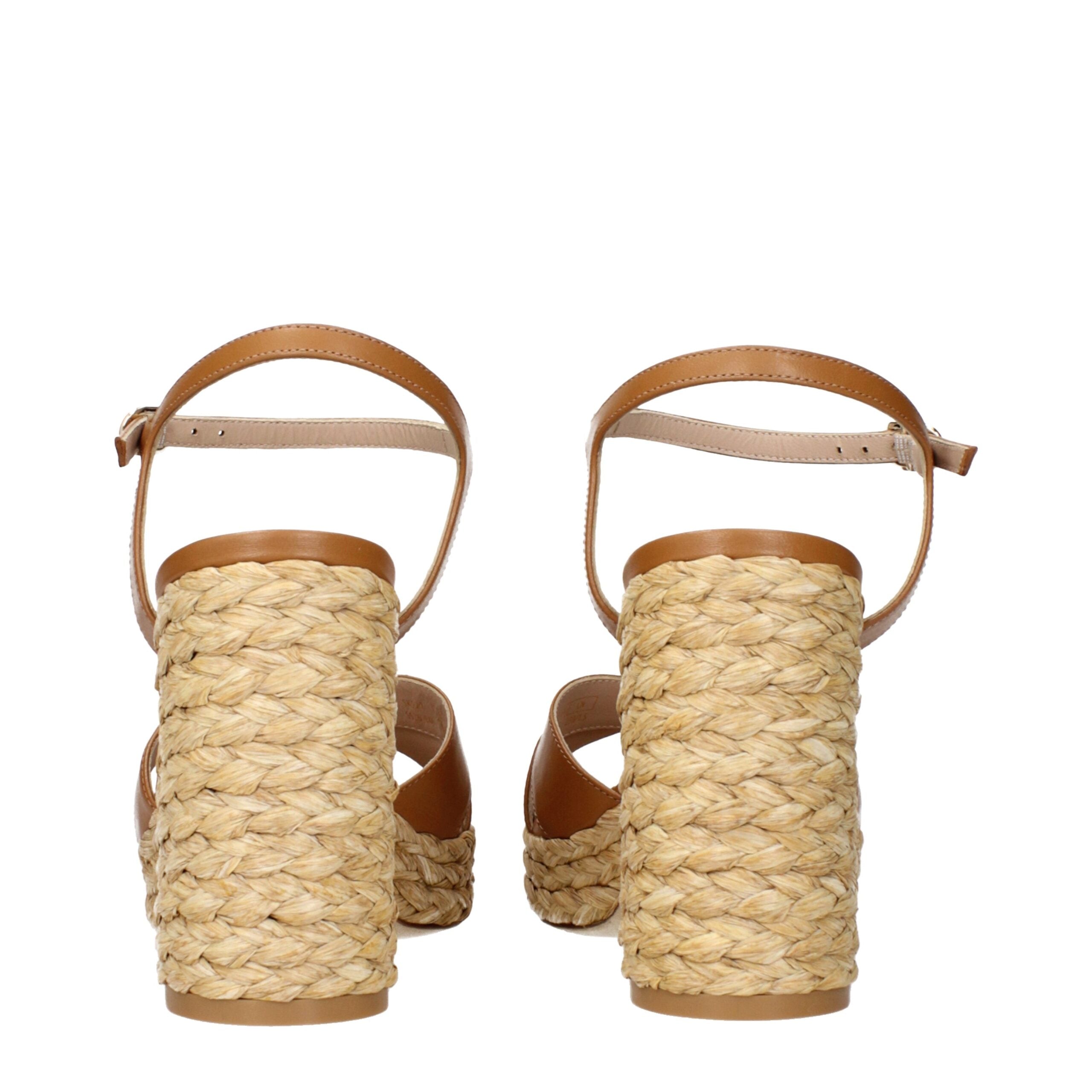 Stuart Weitzman Bruine Leren Plateausandalen