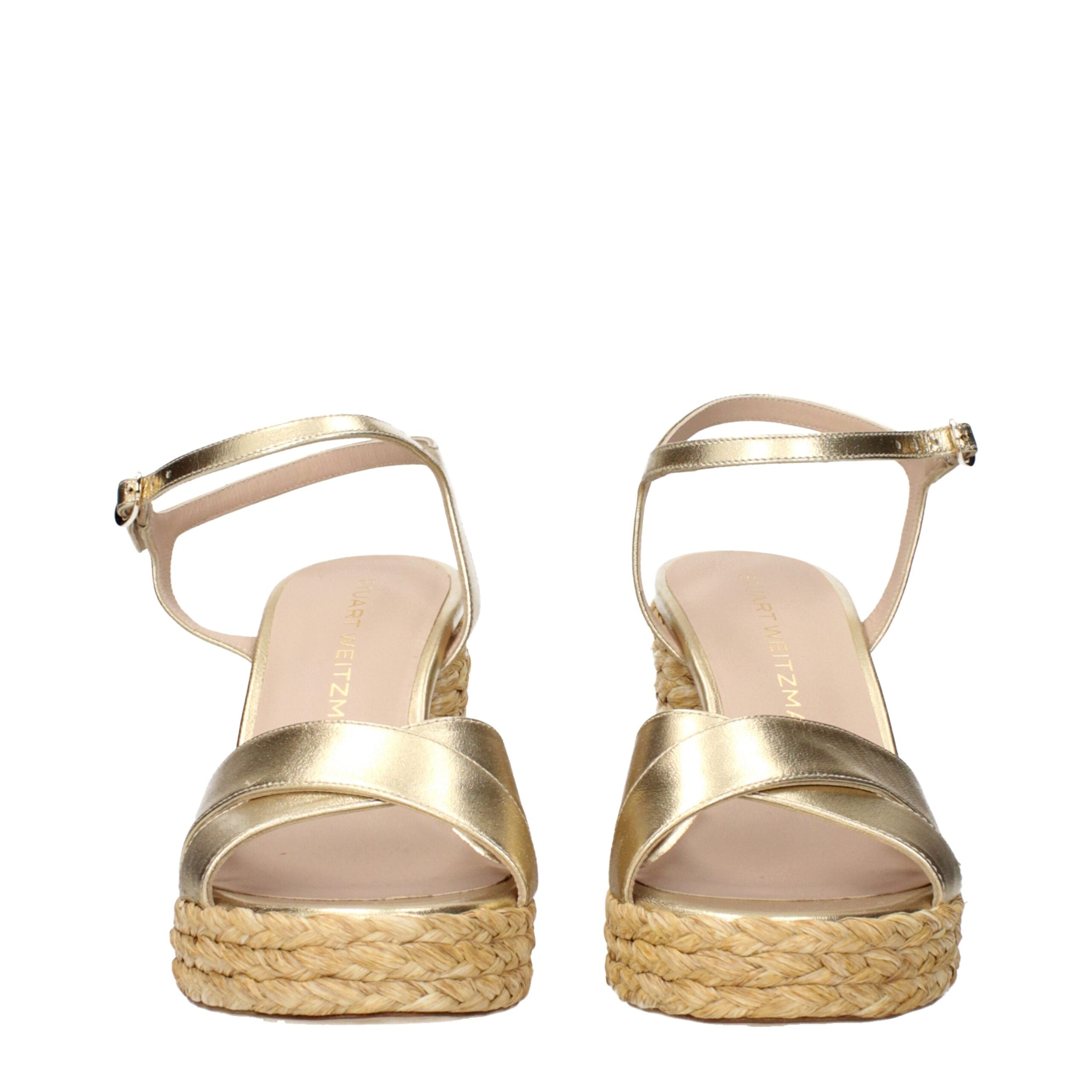 Stuart Weitzman gouden leren platformsandalen