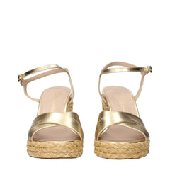 Stuart Weitzman gouden leren platformsandalen