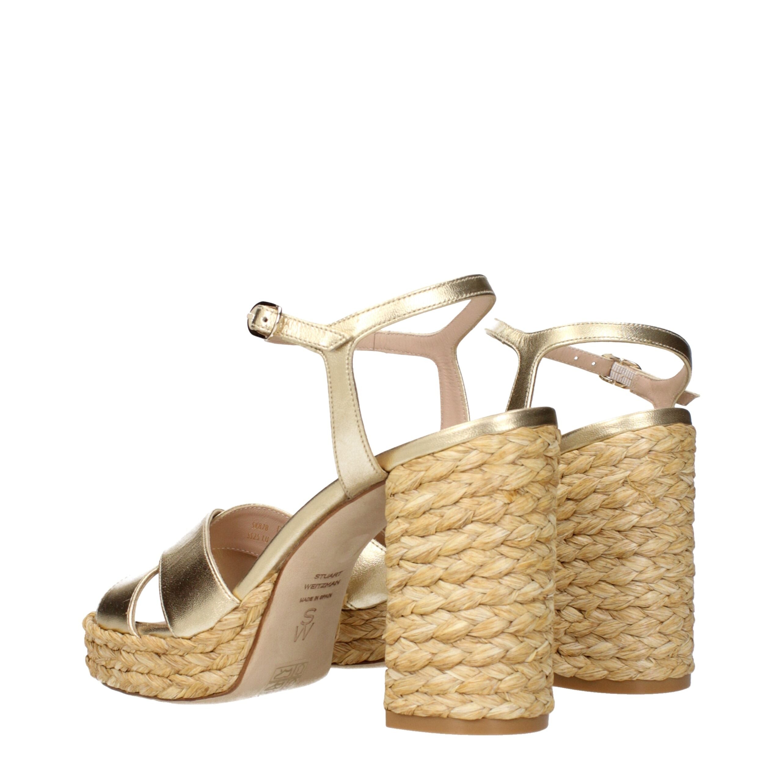 Stuart Weitzman gouden leren platformsandalen