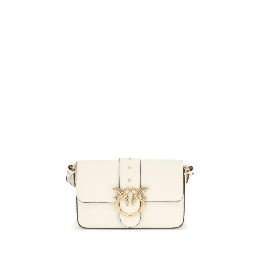 PINKO White Calf Leather Bos Taurus Shoulder Bag