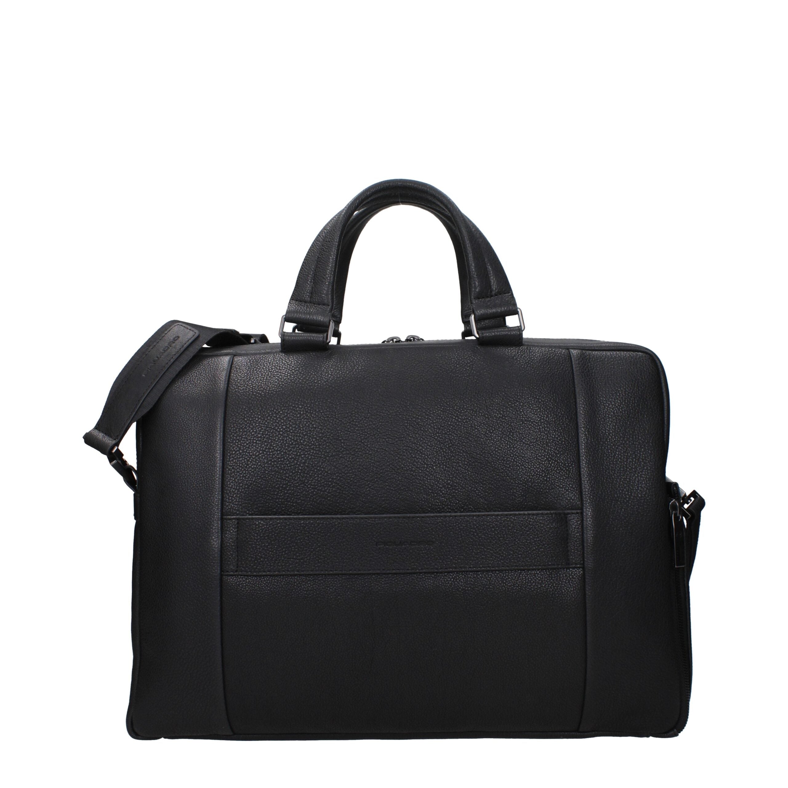 Piquadro Black Leather Business And Laptop Bag